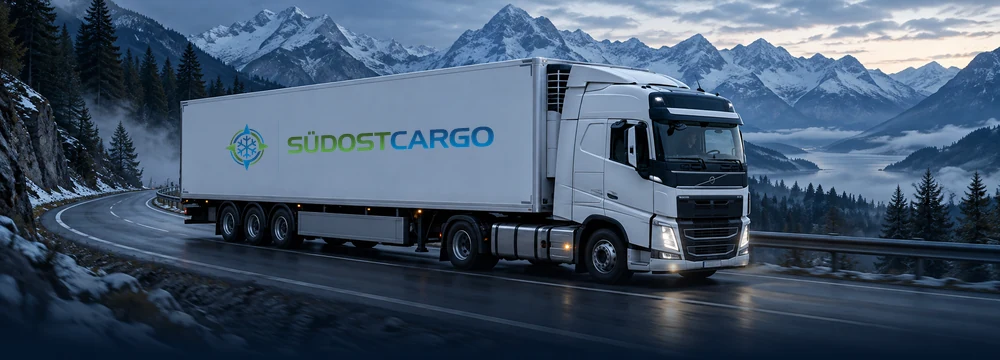 Temperaturgeführter Lkw im Gebirge